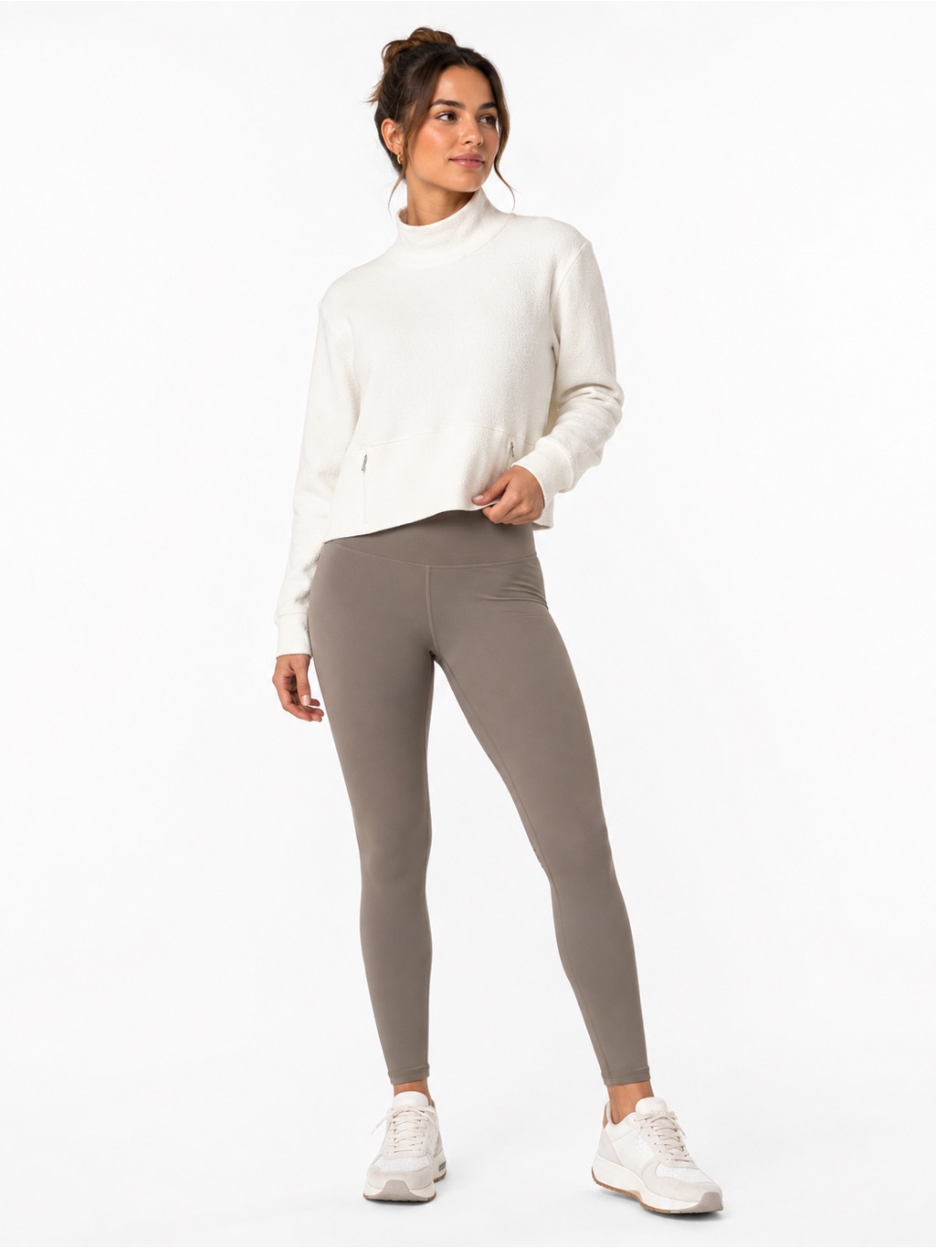 90 Degree By Reflex Ultra Jacquard Turtleneck Sweater M Cream/Off White